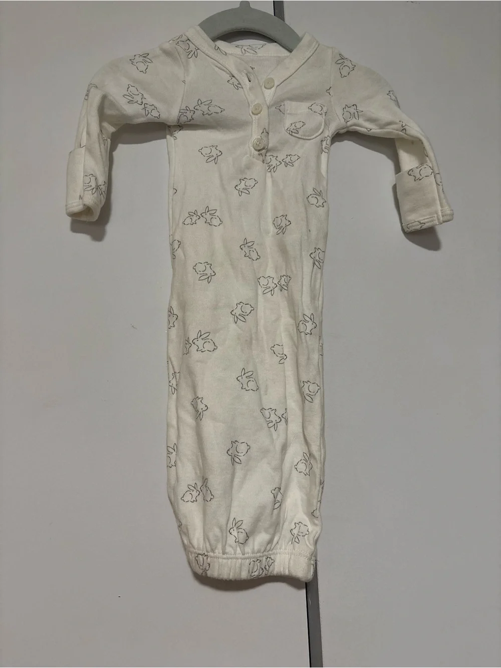 Carters preemie Cream Baby Gown with Bunny Print - Soft Sleepwear